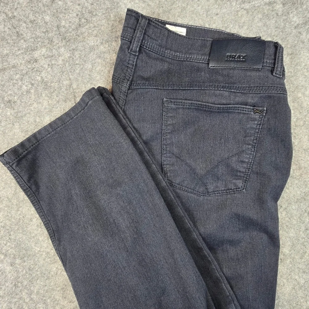 Brax Cooper Fancy Mens 40x34 Dark Blue Regular Fit Micro Texture Trousers 40/34